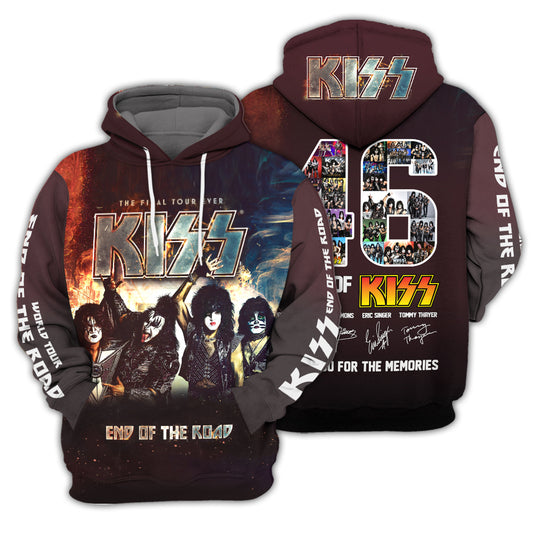 Comebuydesign 46 Years Of Kiss Thank You For The Memories 3D All Over Printed Shirt, Sweatshirt, Hoodie, Bomber Jacket Kiss