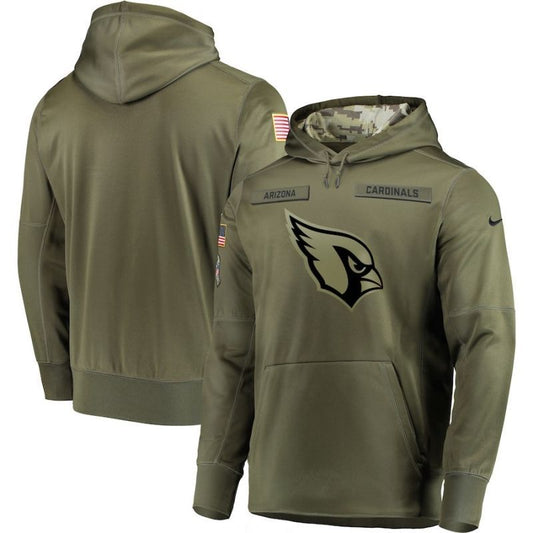 Comebuydesign Arizona Cardinals Olive Salute To Service Personalized Hoodie Jersey