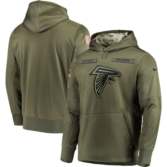 Comebuydesign Atlanta Falcons Olive Salute To Service Personalized Hoodie Jersey