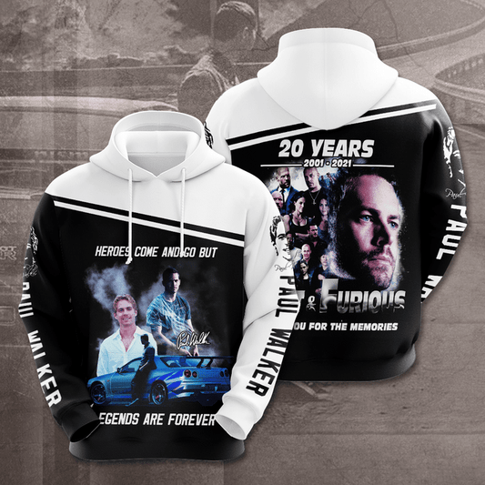 Comebuydesign 20 years Paul Walker fast and furious 3d hoodie and shirt