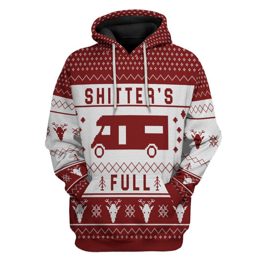 Comebuydesign 3D Shitters Full Ugly Christmas Sweater Red Custom Hoodie Apparel